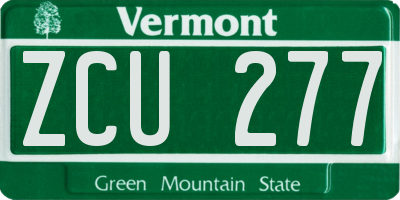VT license plate ZCU277