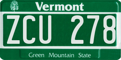 VT license plate ZCU278