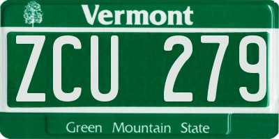 VT license plate ZCU279
