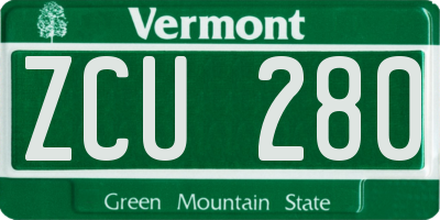 VT license plate ZCU280