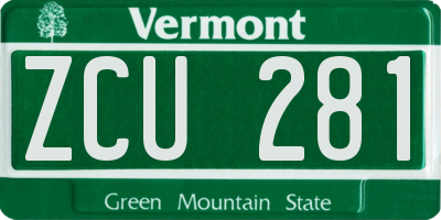 VT license plate ZCU281