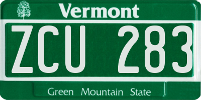 VT license plate ZCU283