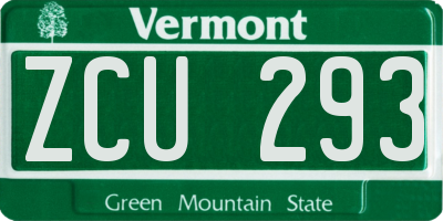 VT license plate ZCU293