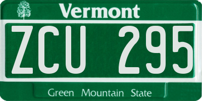 VT license plate ZCU295