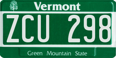 VT license plate ZCU298