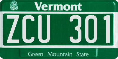 VT license plate ZCU301