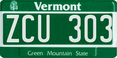 VT license plate ZCU303