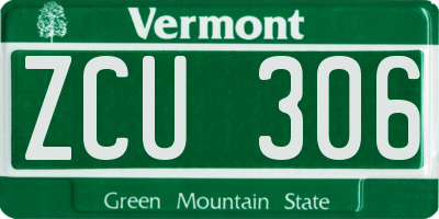 VT license plate ZCU306