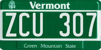 VT license plate ZCU307