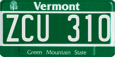 VT license plate ZCU310