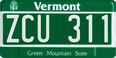 VT license plate ZCU311