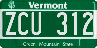VT license plate ZCU312