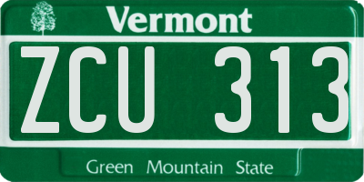 VT license plate ZCU313