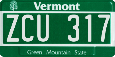 VT license plate ZCU317