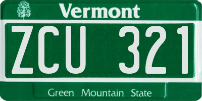 VT license plate ZCU321