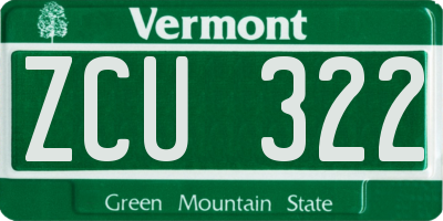VT license plate ZCU322