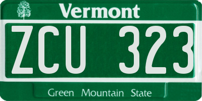 VT license plate ZCU323