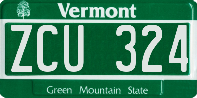VT license plate ZCU324