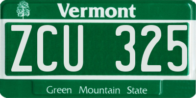 VT license plate ZCU325