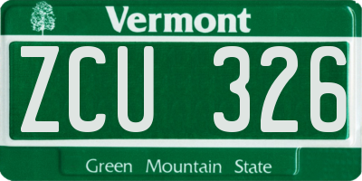 VT license plate ZCU326