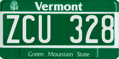 VT license plate ZCU328