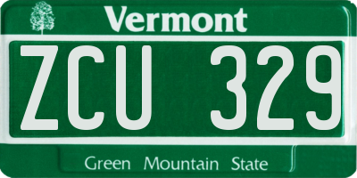 VT license plate ZCU329