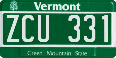 VT license plate ZCU331