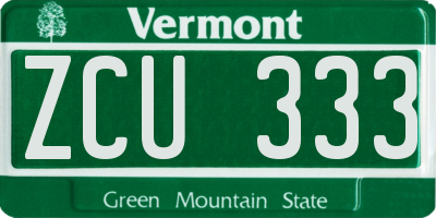 VT license plate ZCU333