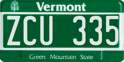 VT license plate ZCU335