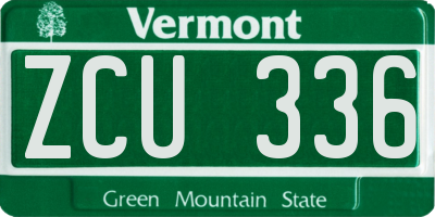 VT license plate ZCU336