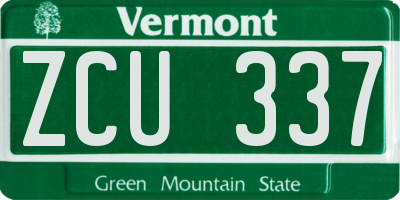 VT license plate ZCU337