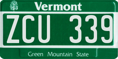 VT license plate ZCU339