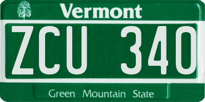 VT license plate ZCU340