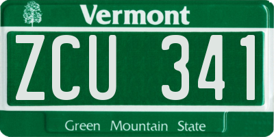 VT license plate ZCU341