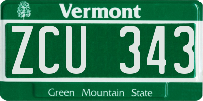 VT license plate ZCU343
