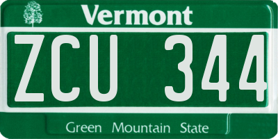 VT license plate ZCU344