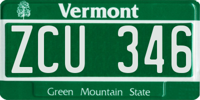 VT license plate ZCU346