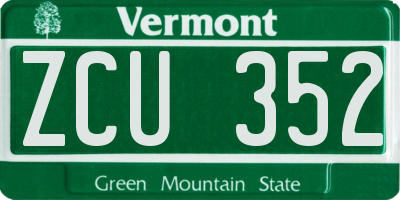 VT license plate ZCU352