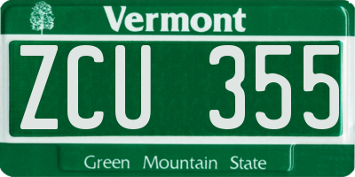 VT license plate ZCU355