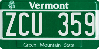 VT license plate ZCU359