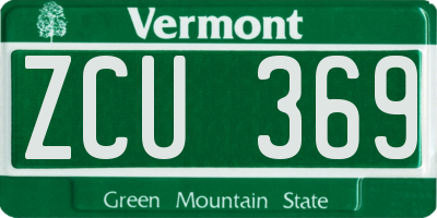 VT license plate ZCU369