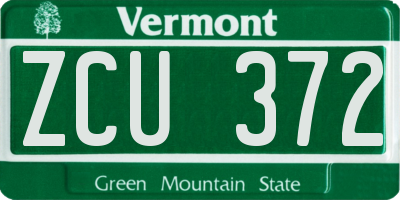 VT license plate ZCU372