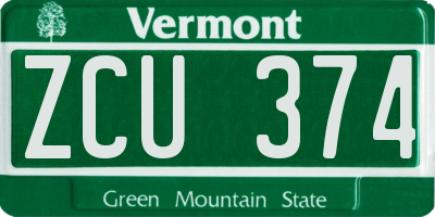 VT license plate ZCU374