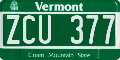 VT license plate ZCU377