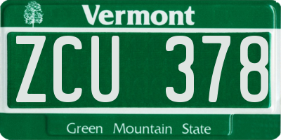 VT license plate ZCU378