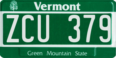 VT license plate ZCU379