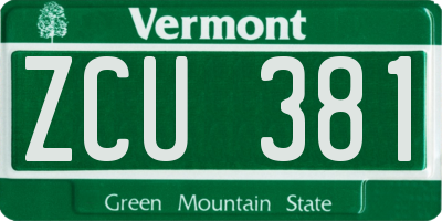 VT license plate ZCU381