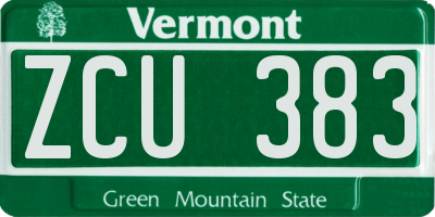 VT license plate ZCU383