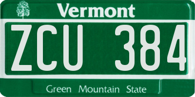VT license plate ZCU384