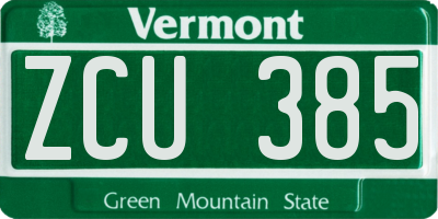 VT license plate ZCU385